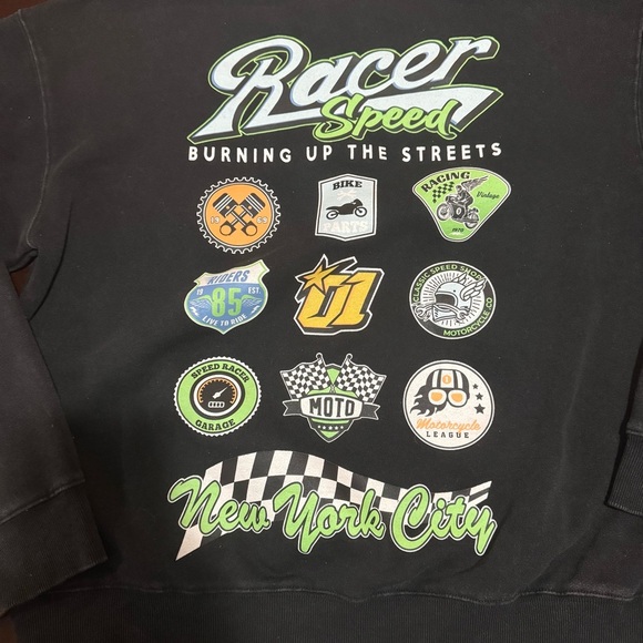 Vtg 2001 Motorcycle Racing Sweatshirt Forever 21 Black 2-Sided Men’s L Racer HTF - Picture 4 of 14